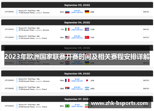 2023年欧洲国家联赛开赛时间及相关赛程安排详解